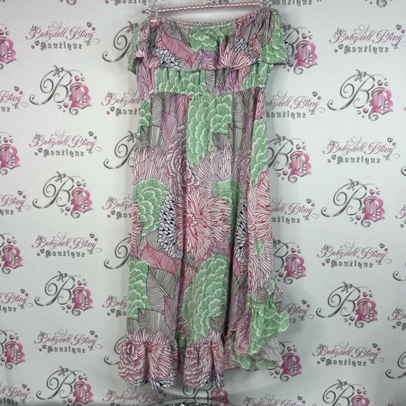 Rip curl dress strapless ruffle high low Floral Print Women's Skirt - Picture 2 of 8